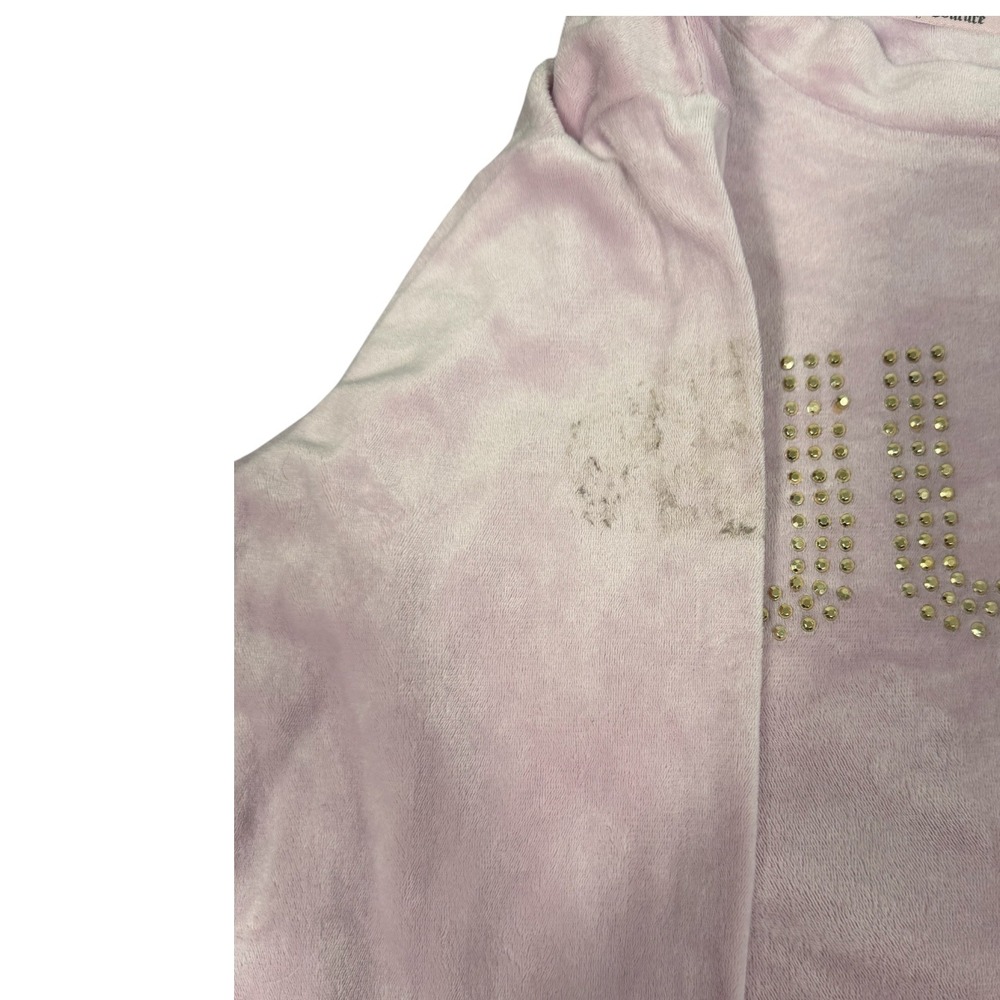 Juicy Couture Velour Sweatshirt Womens 1X Pink Rhinestone Logo Top - Picture 7 of 16
